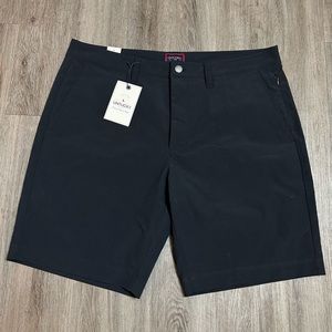 UNTUCKit chancellor regular fit flat front golf black shorts